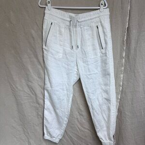 Athleta Cabo Linen Joggers White Size 12 High Rise